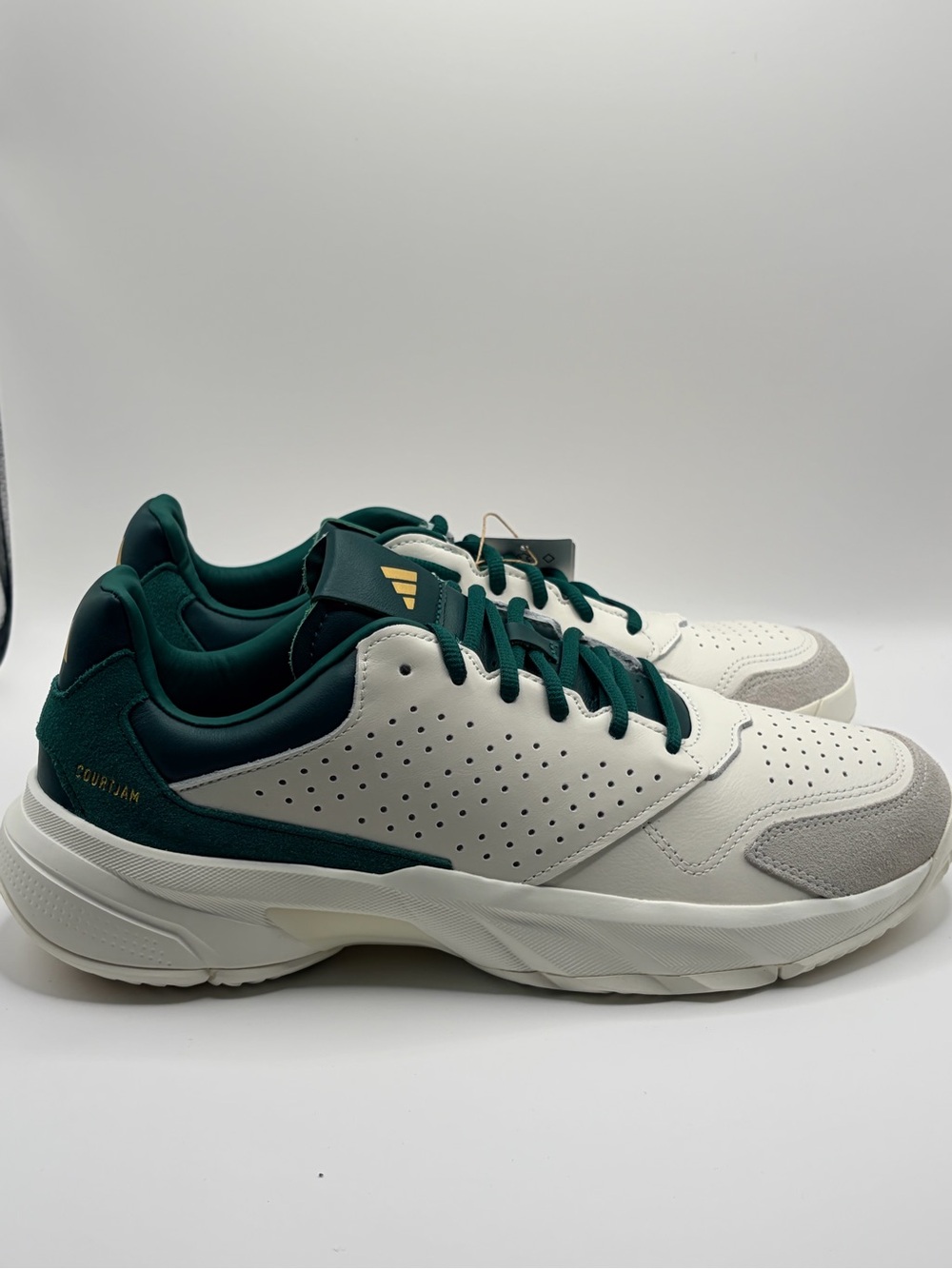 Adidas CourtJam Control 3 White & Forest Green Court-Style Sneakers